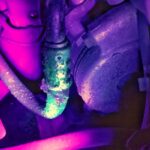 Leak in the AC system as shown with UV dye.