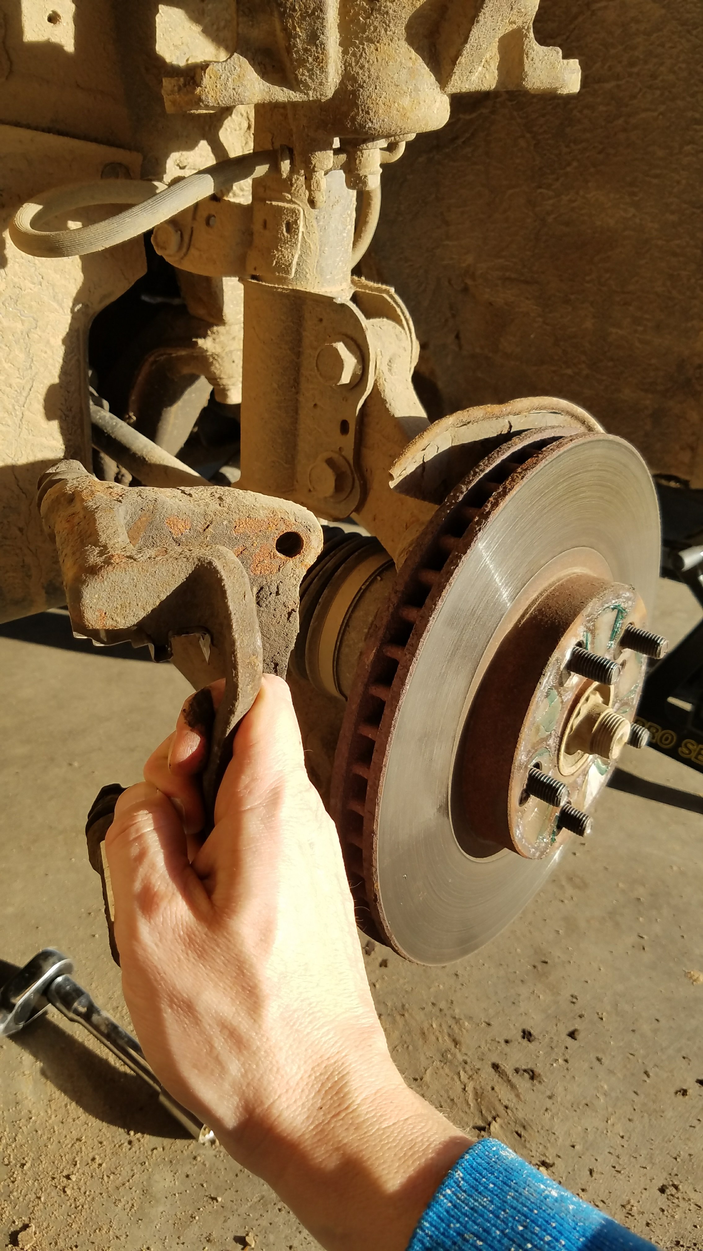 Remove the old caliper bracket.