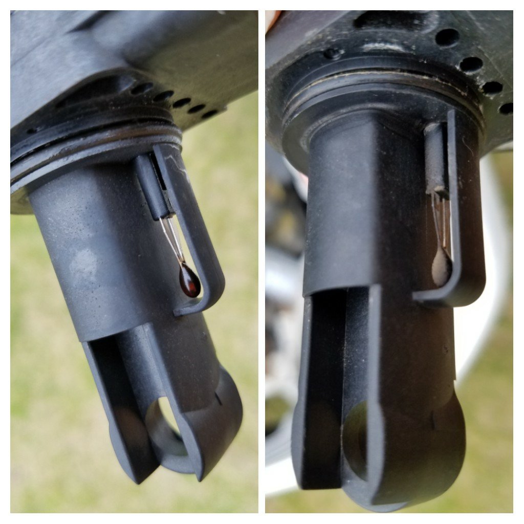 The cleaned sensor is on the left, the dirty sensor is on the right.