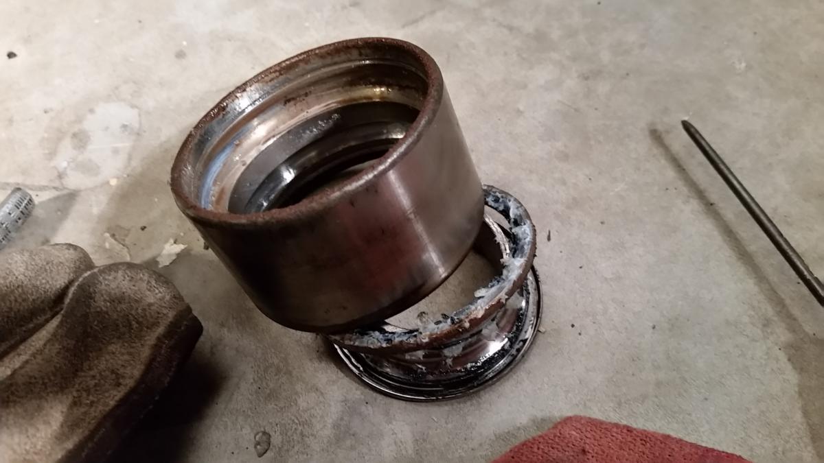 Remains of the old bearing.