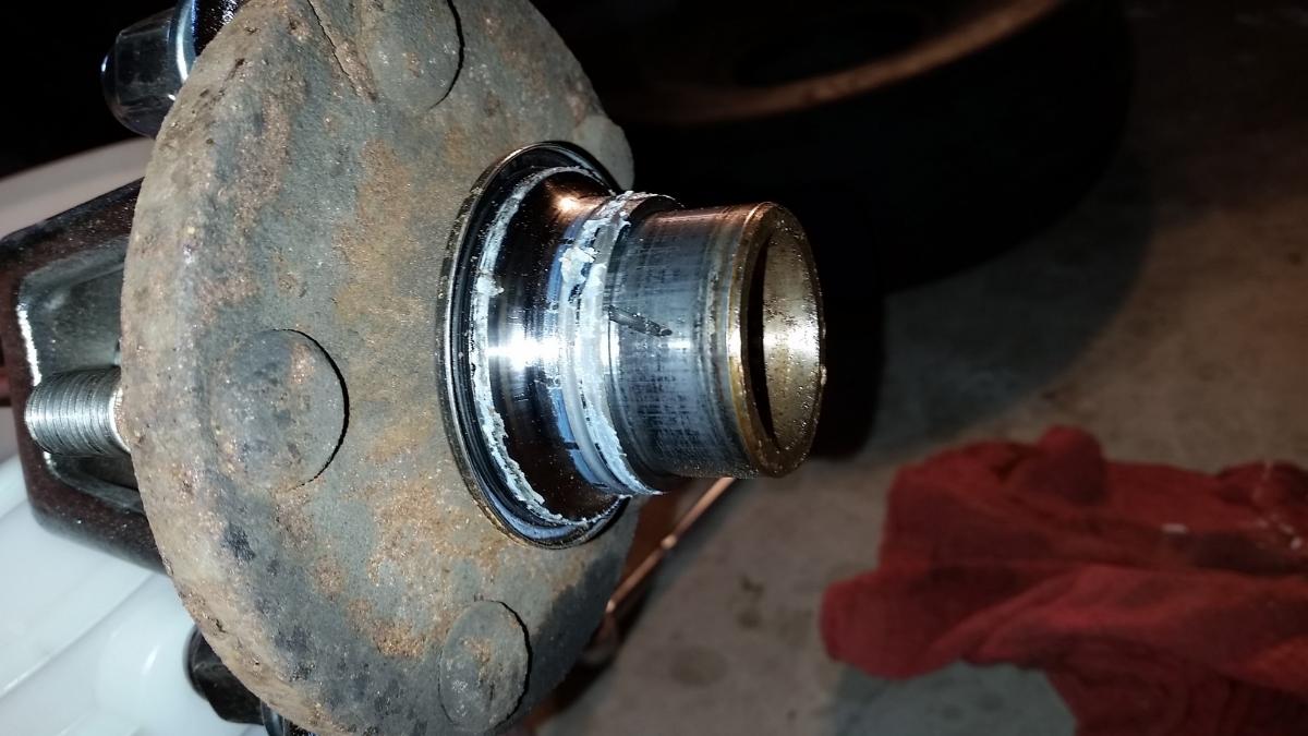 The inner race is still attached to the hub.