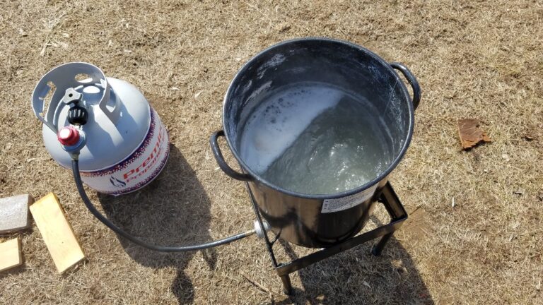 Propane Boiler Boiling Maple Tree Sap to Make Maple Syrup