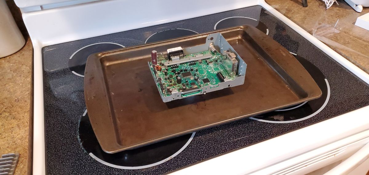 bake a car stereo in the oven to fix cold solder joints