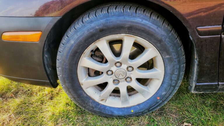 Red and Yellow Dots on a Car Tire