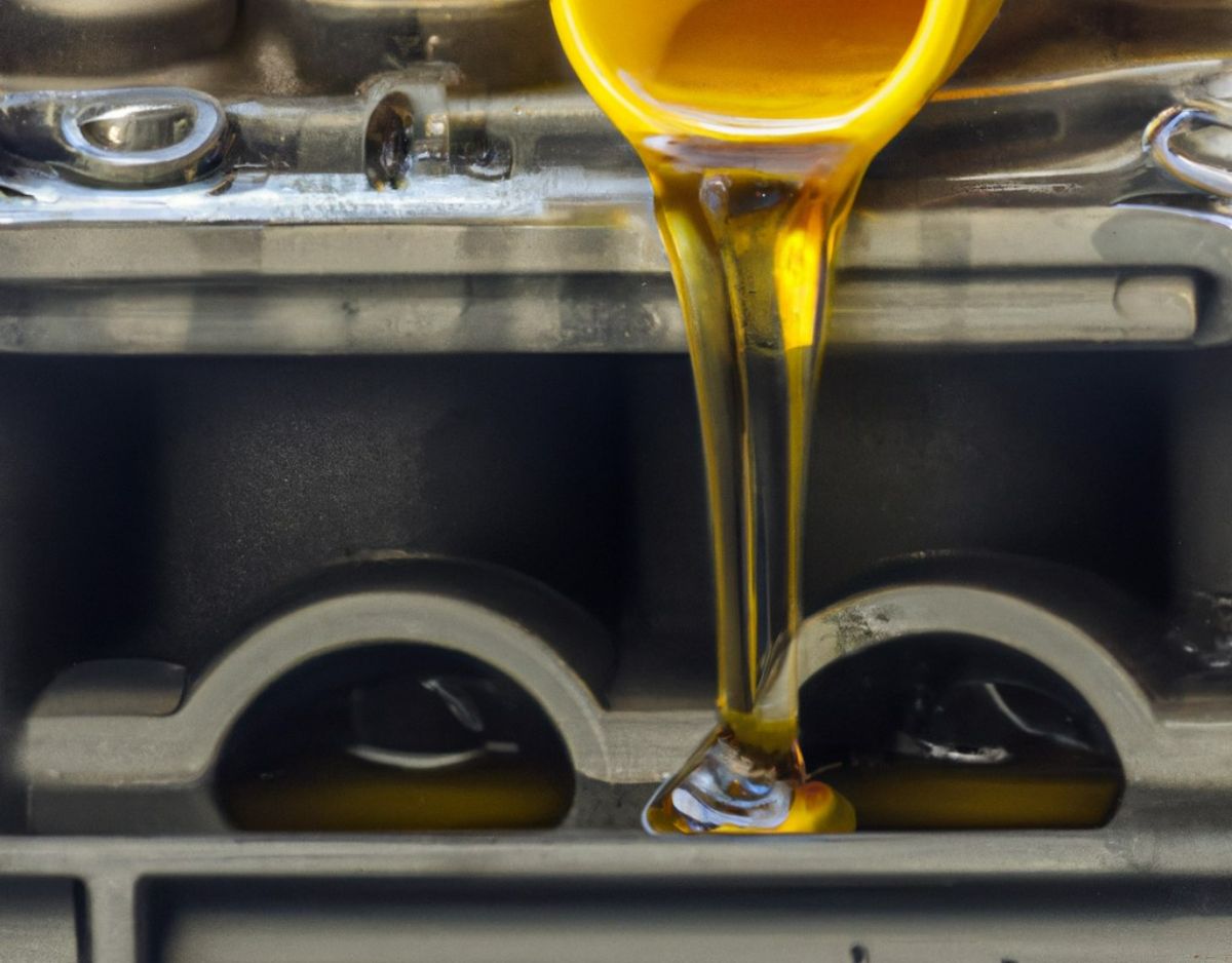 Mobil1 motor oil in an engine